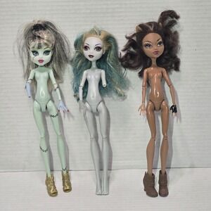 Monster High Doll Lot of 3 Nude: Frankie Stein, Lagoona Blue, Clawdeen Wolf